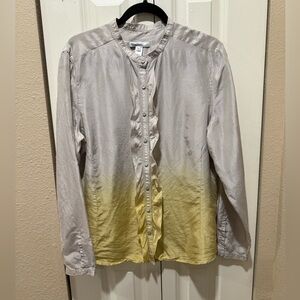Realities luxury Silk100% Ruffle Ombré Blouse Long Sleeve , size 14